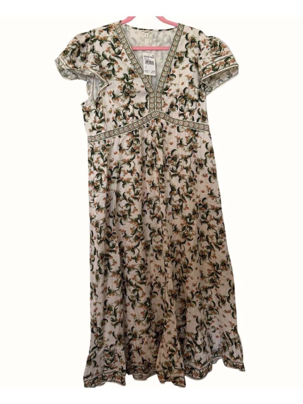 Max Studio London Floral Midi Maxi Dress 1X Cream Green Pink New with Tags